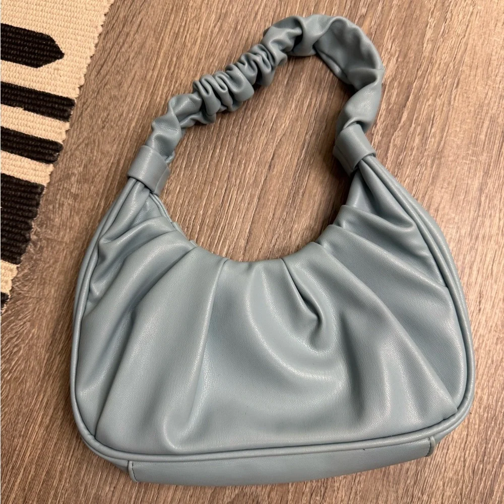 Olivia & Kate Light Blue Faux Leather Mini Shoulder Bag - Picture 3 of 10